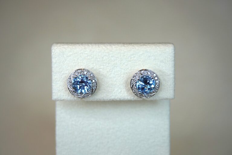 Diamond and Spinel Spiral Earrings