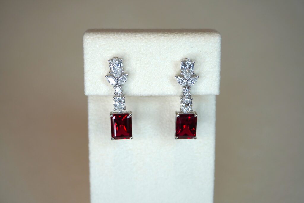 Diamond and Ruby Drop Earrings