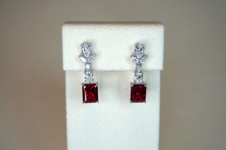Diamond and Ruby Drop Earrings