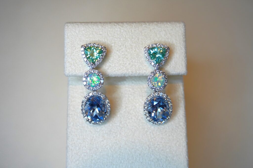 Spinel and Opal Drop Earrings